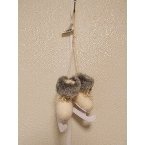 Macy's Holiday Lane Cozy Christmas White and Gray Ice Skates Ornament